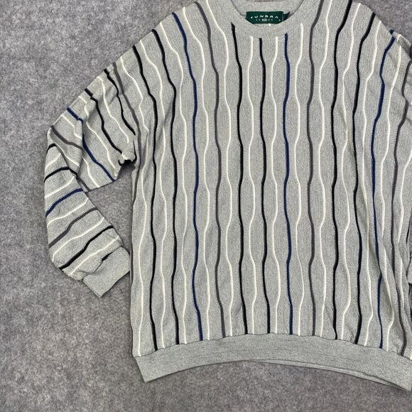 VTG Tundra Mens XL Sweater Multi Color Canada Mercerized Cable Coogi - Picture 2 of 8